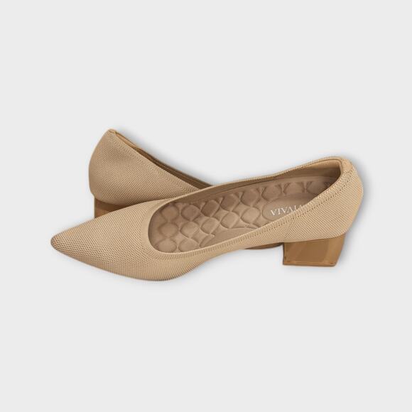 Womens Vivaia Beige Chunky Heel Pointed Toe Size EU 41 US 9.5 - Picture 7 of 11